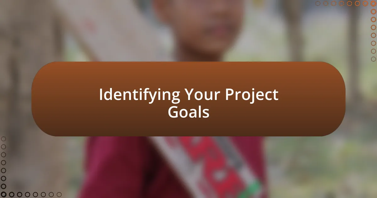 Identifying Your Project Goals