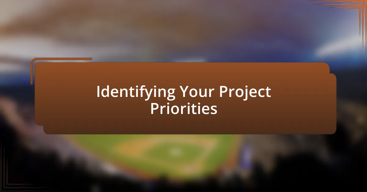 Identifying Your Project Priorities