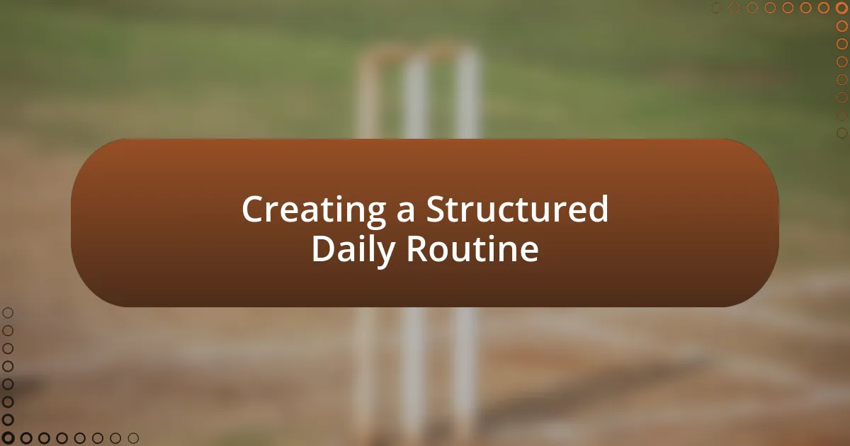 Creating a Structured Daily Routine