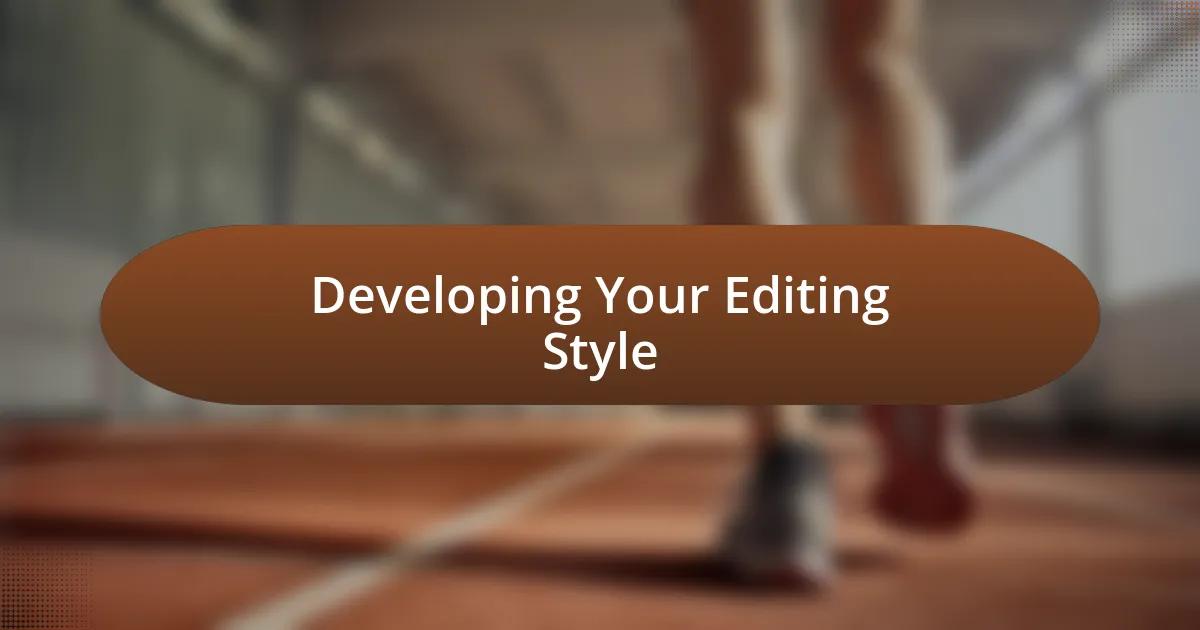 Developing Your Editing Style