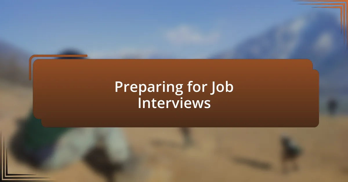 Preparing for Job Interviews