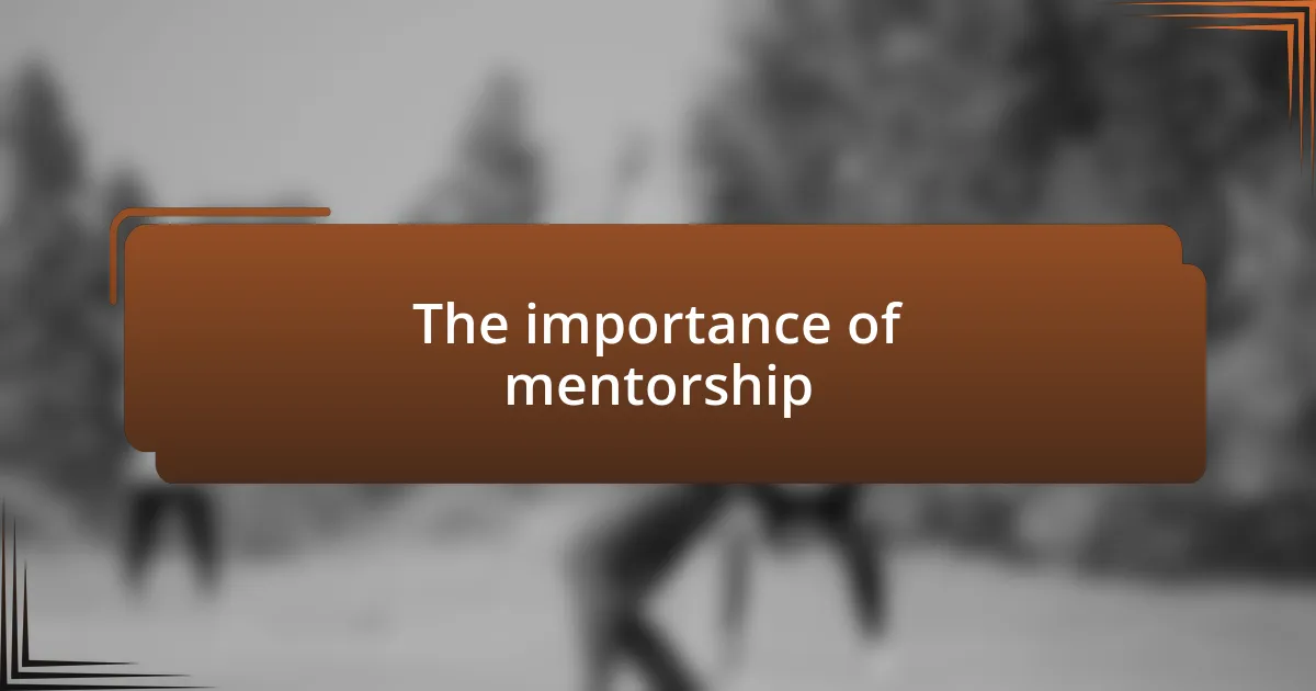 The importance of mentorship