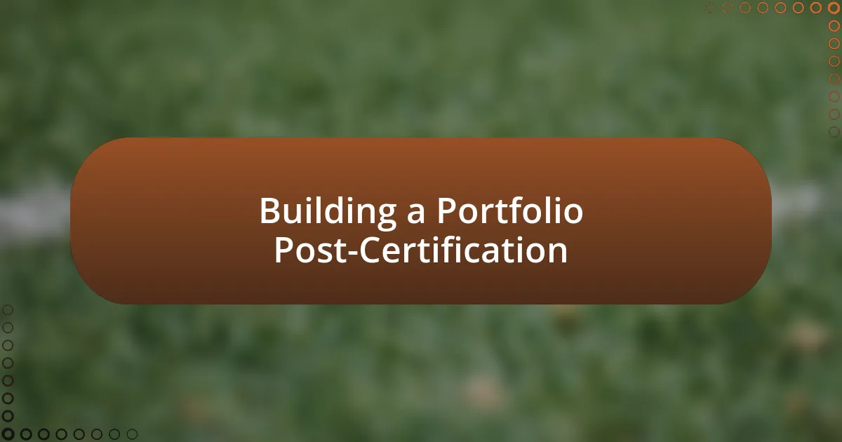 Building a Portfolio Post-Certification