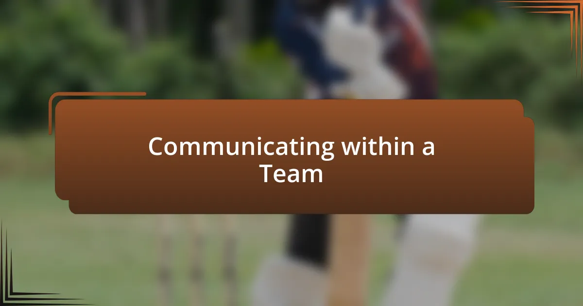 Communicating within a Team