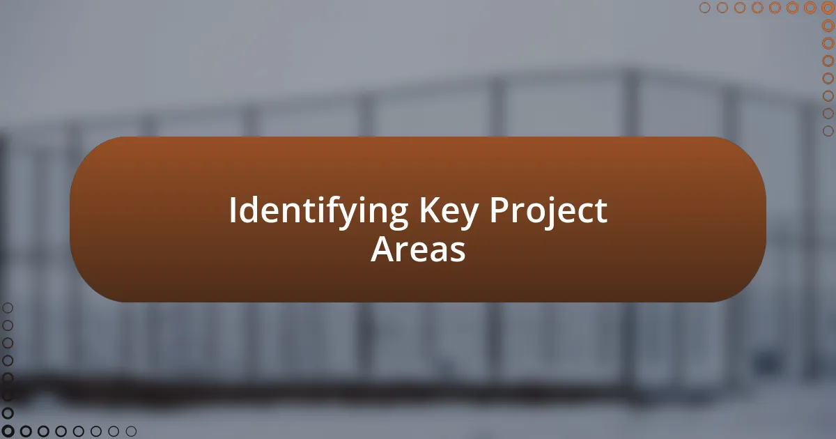 Identifying Key Project Areas