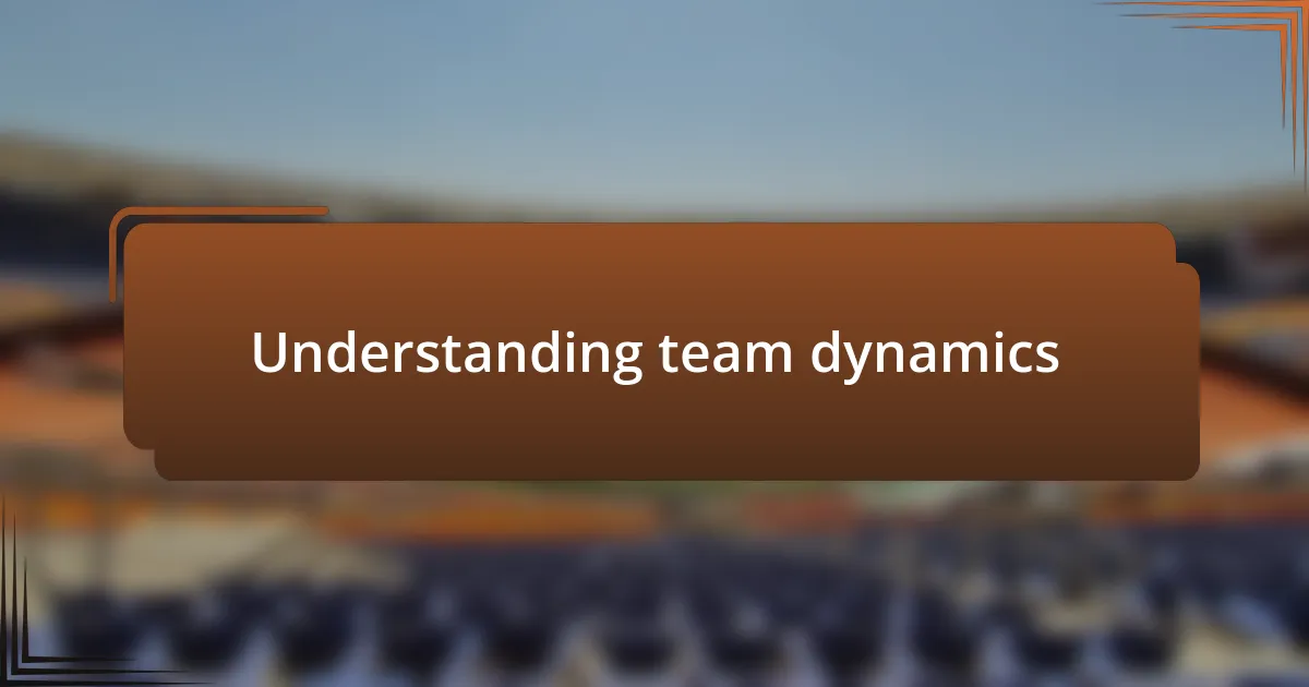 Understanding team dynamics